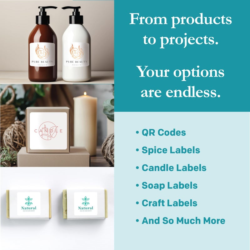 Premium Label Supply White Sticker Square Labels - 2"" x 2"" - Laser/Inkjet Compatible - (20 per Sheet), 100 Sheets - 2000 Total Adhesive Labels - Image 2